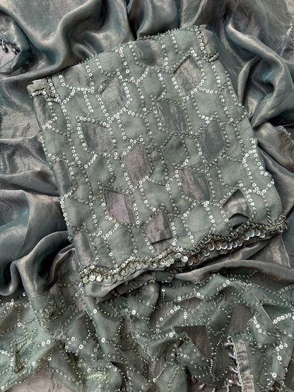 Luxurious cutwork Tissue silk suit