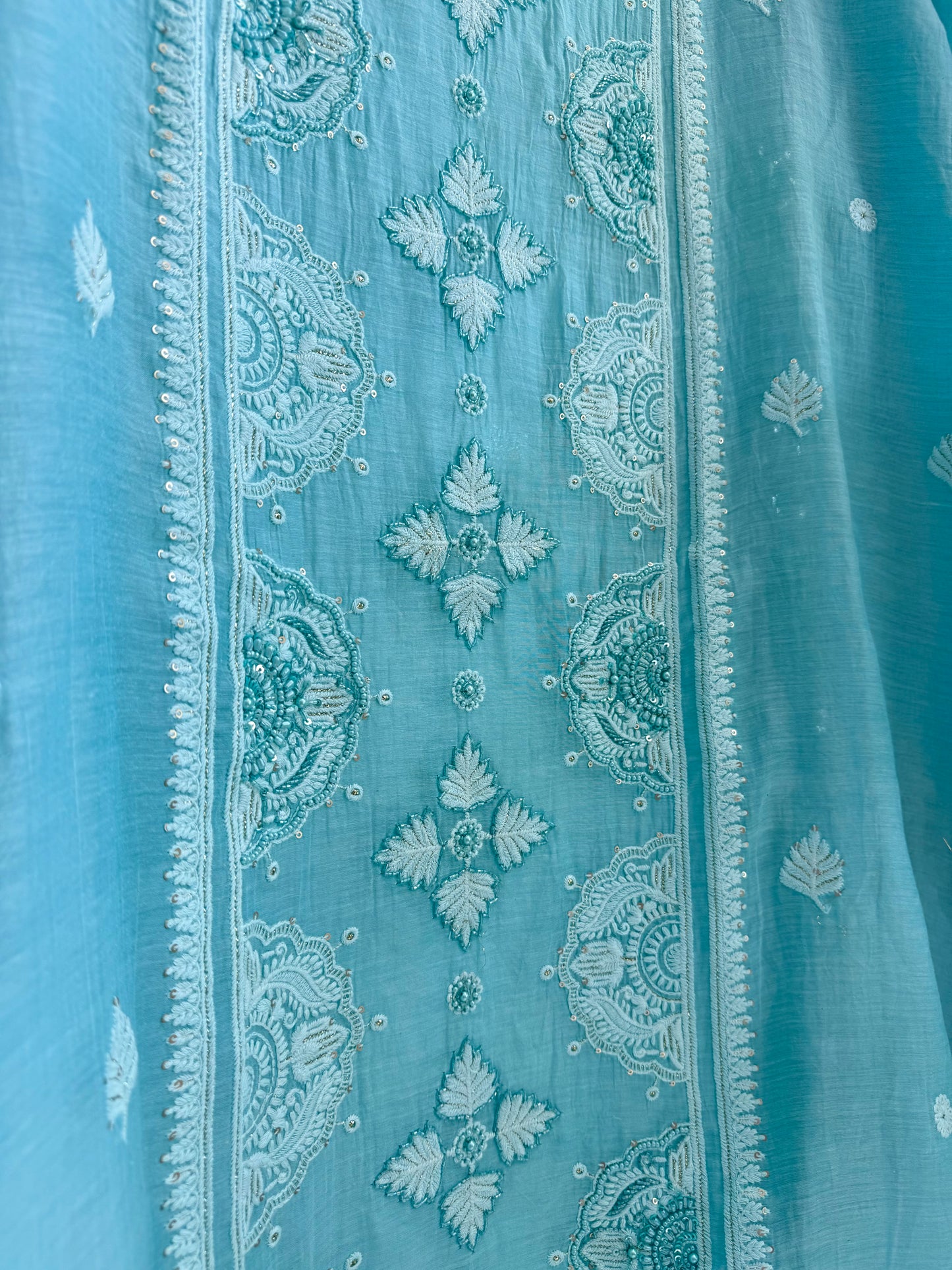 Luxurious Mul chanderi lucknowi handwork suit
