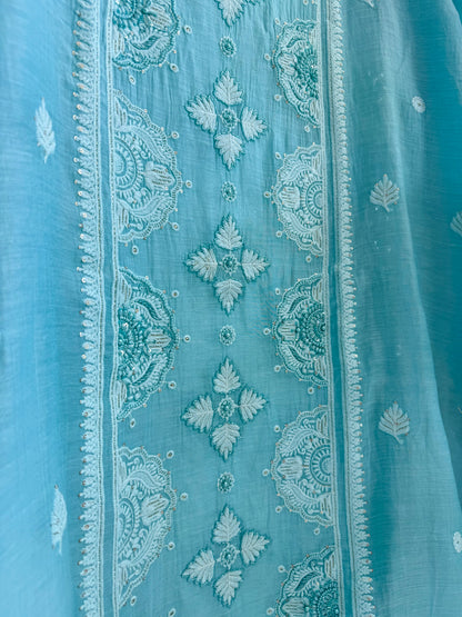Luxurious Mul chanderi lucknowi handwork suit