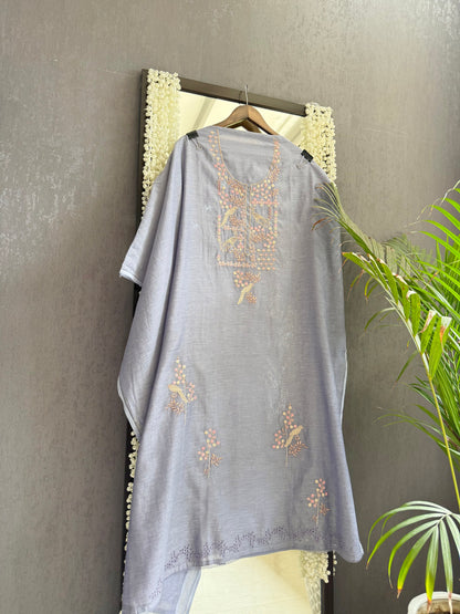 Luxurious Mul chanderi schiffili peacock suit