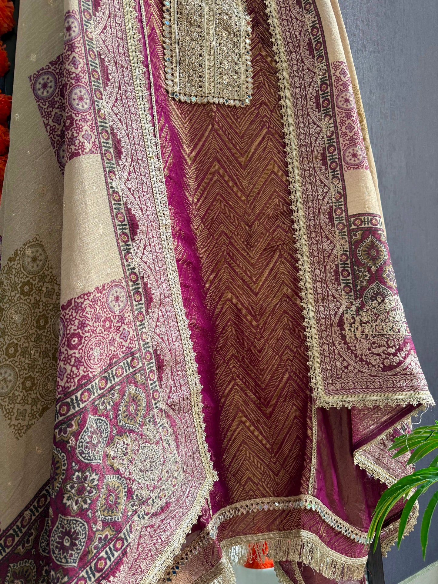 Luxurious Tissue silk Aari work suit