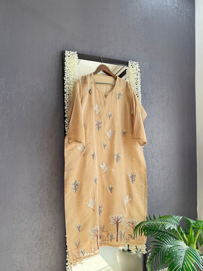 Luxurious Mul chanderi deers swans suit