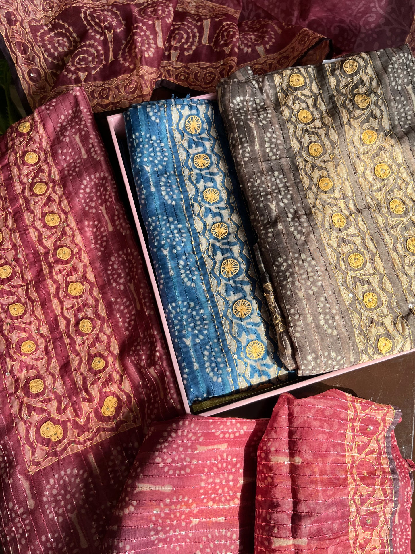 Maheshwari Kantha work Unstitched suit
