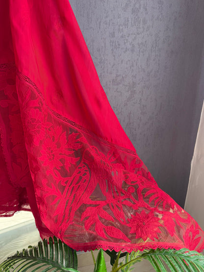 Luxurious organza appliqué work birds suit