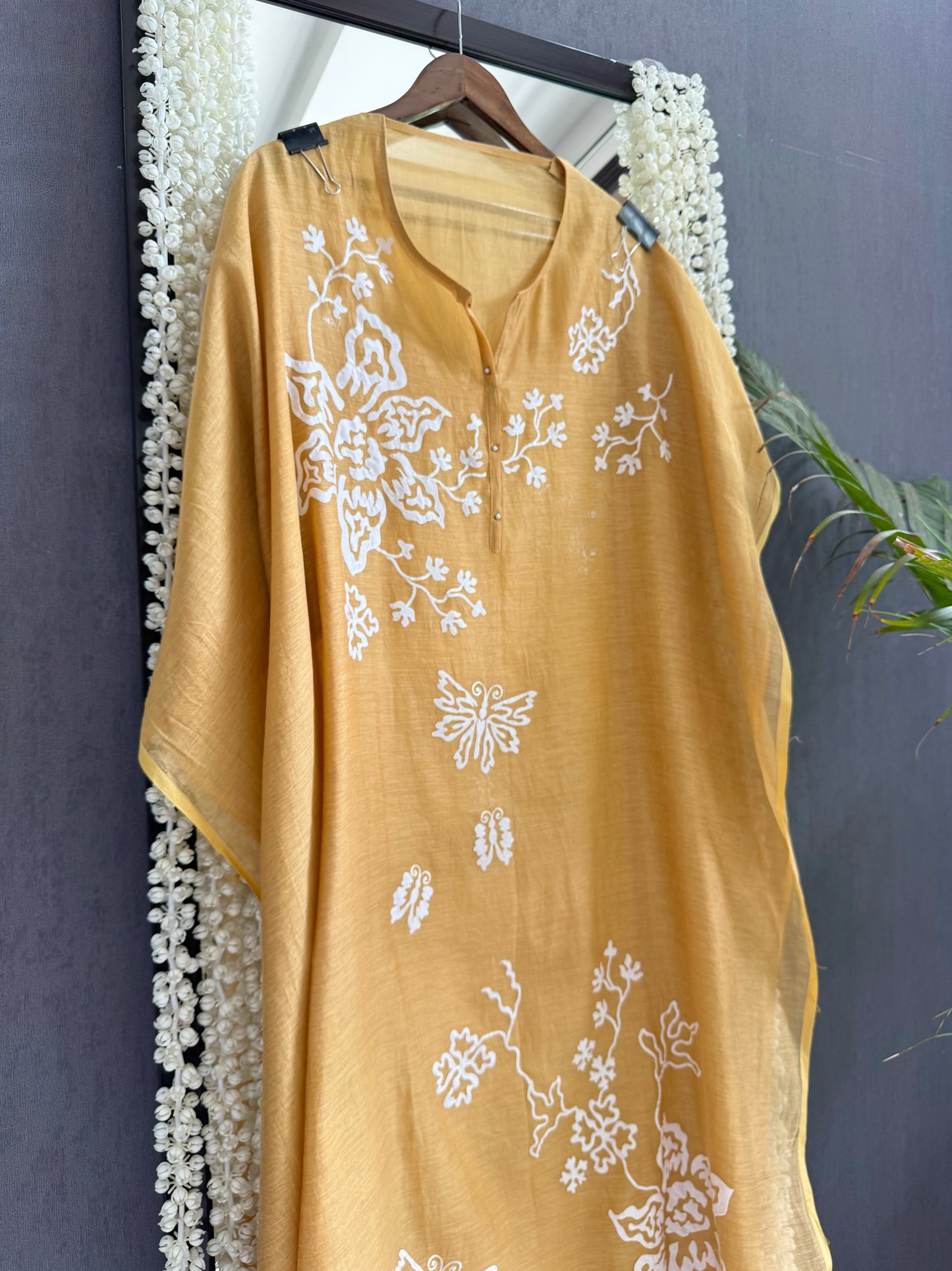 Luxurious Mul chanderi appliqué butterfly suit