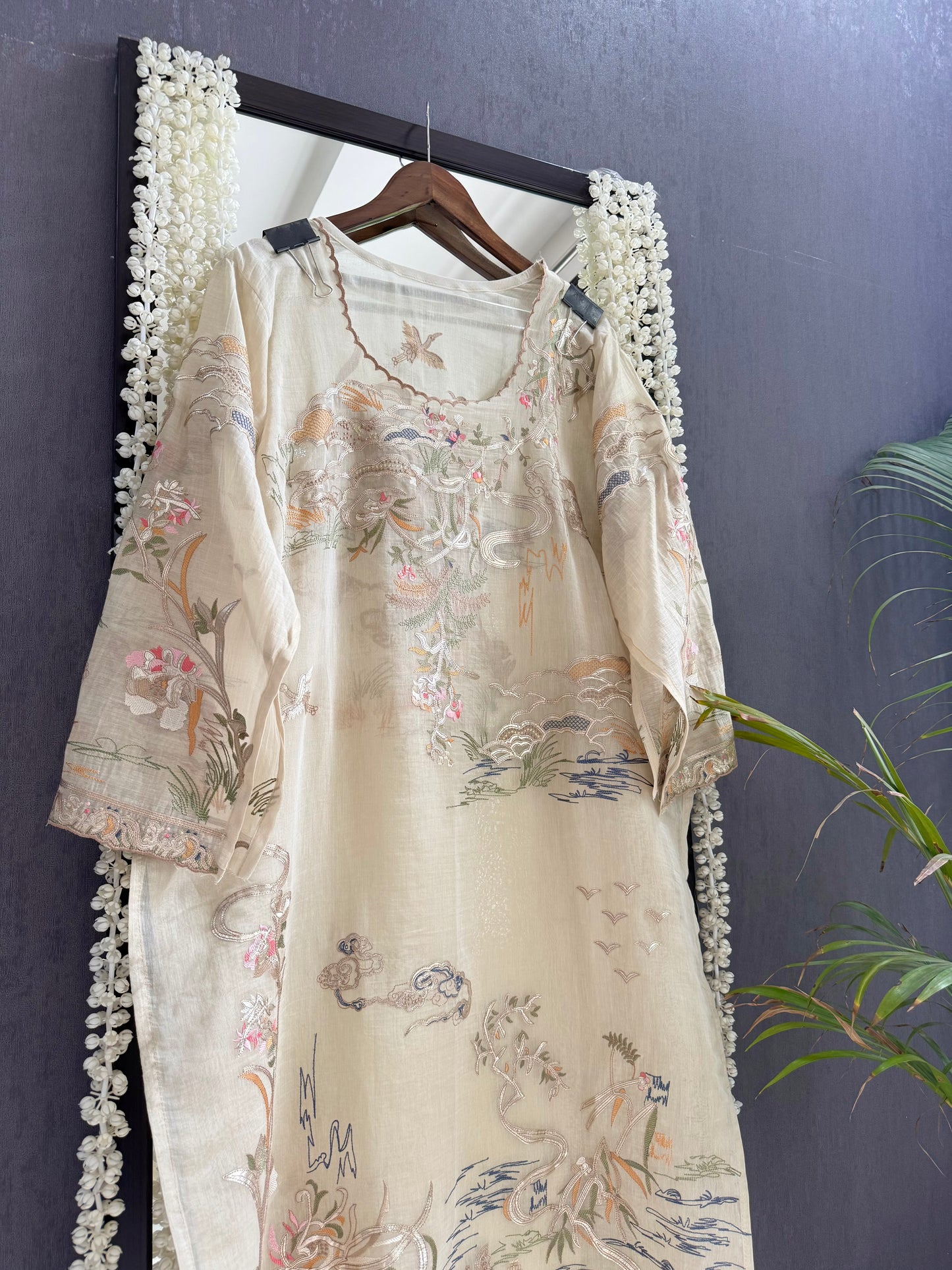 Luxurious Mul chanderi gota appliqué work suit