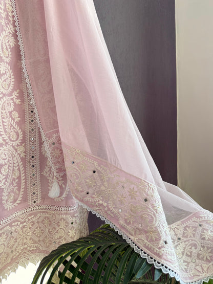 Luxurious Mul chanderi lucknowi handwork suit