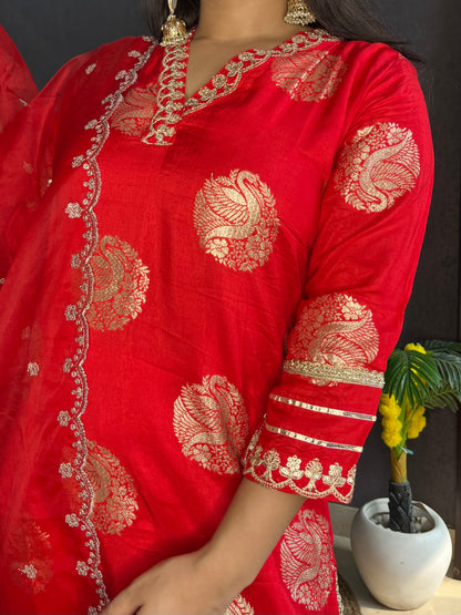 Benarsi aari work silk set