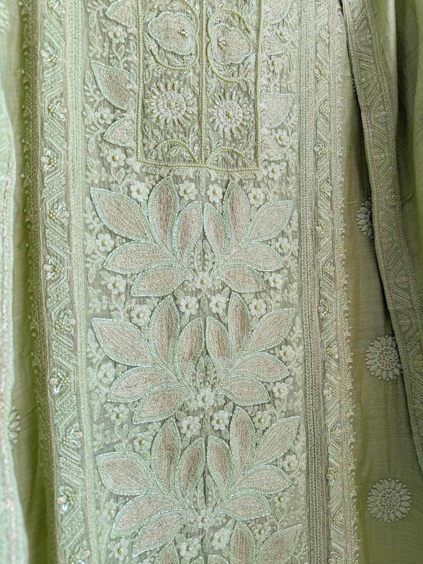 Luxurious Mul chanderi lucknowi handwork suit