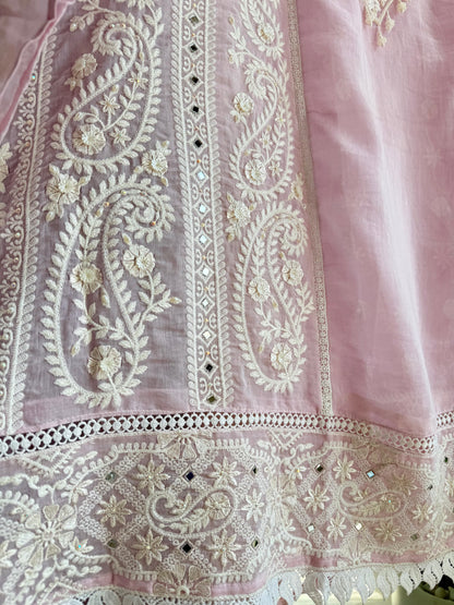 Luxurious Mul chanderi lucknowi handwork suit