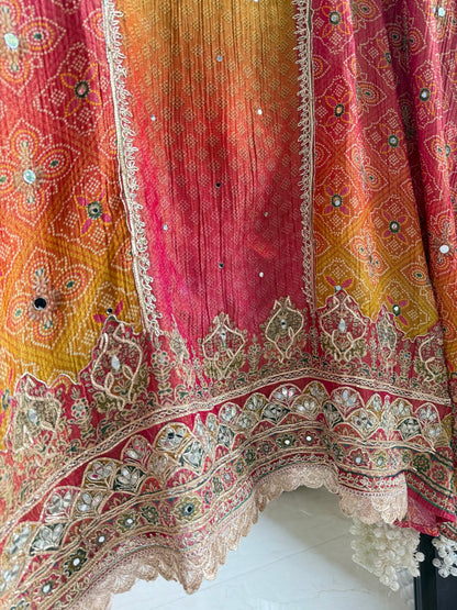 Crush tissue Bandhani ombré suit