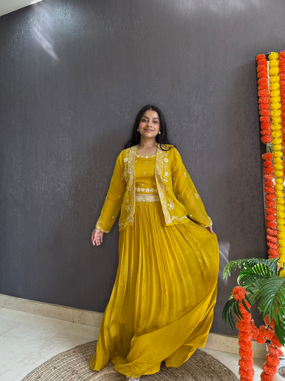 Lehenga jacket handwork dress