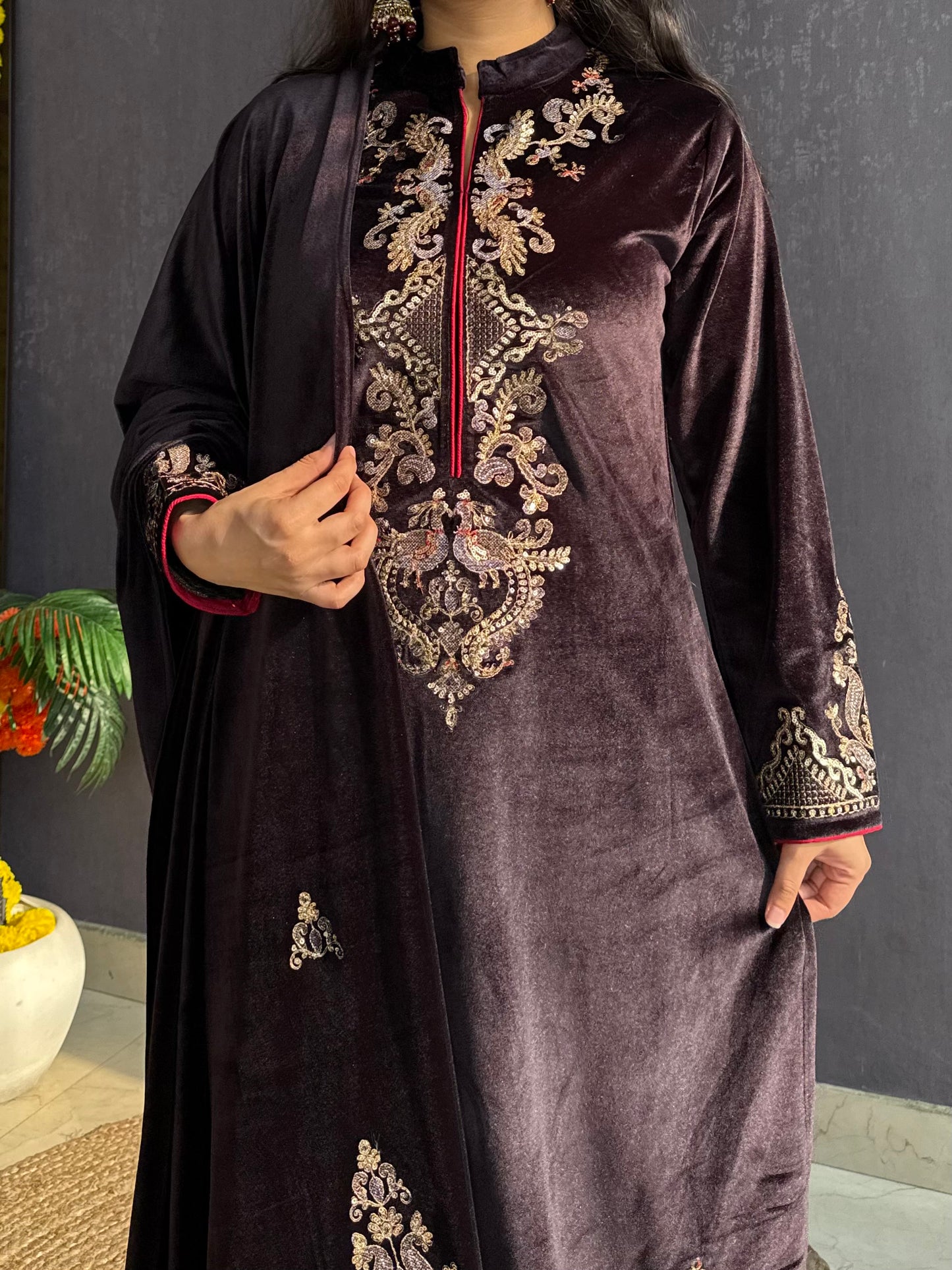 Velvet Handwork Shawl set