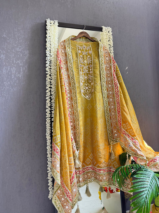 Luxurious bandhani ombré gotapatti suits