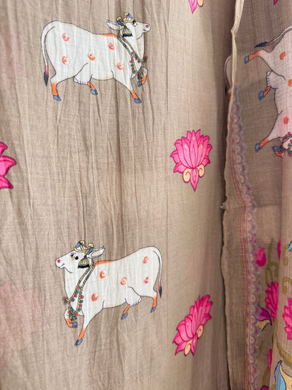 Mulmul cotton pichwai suit