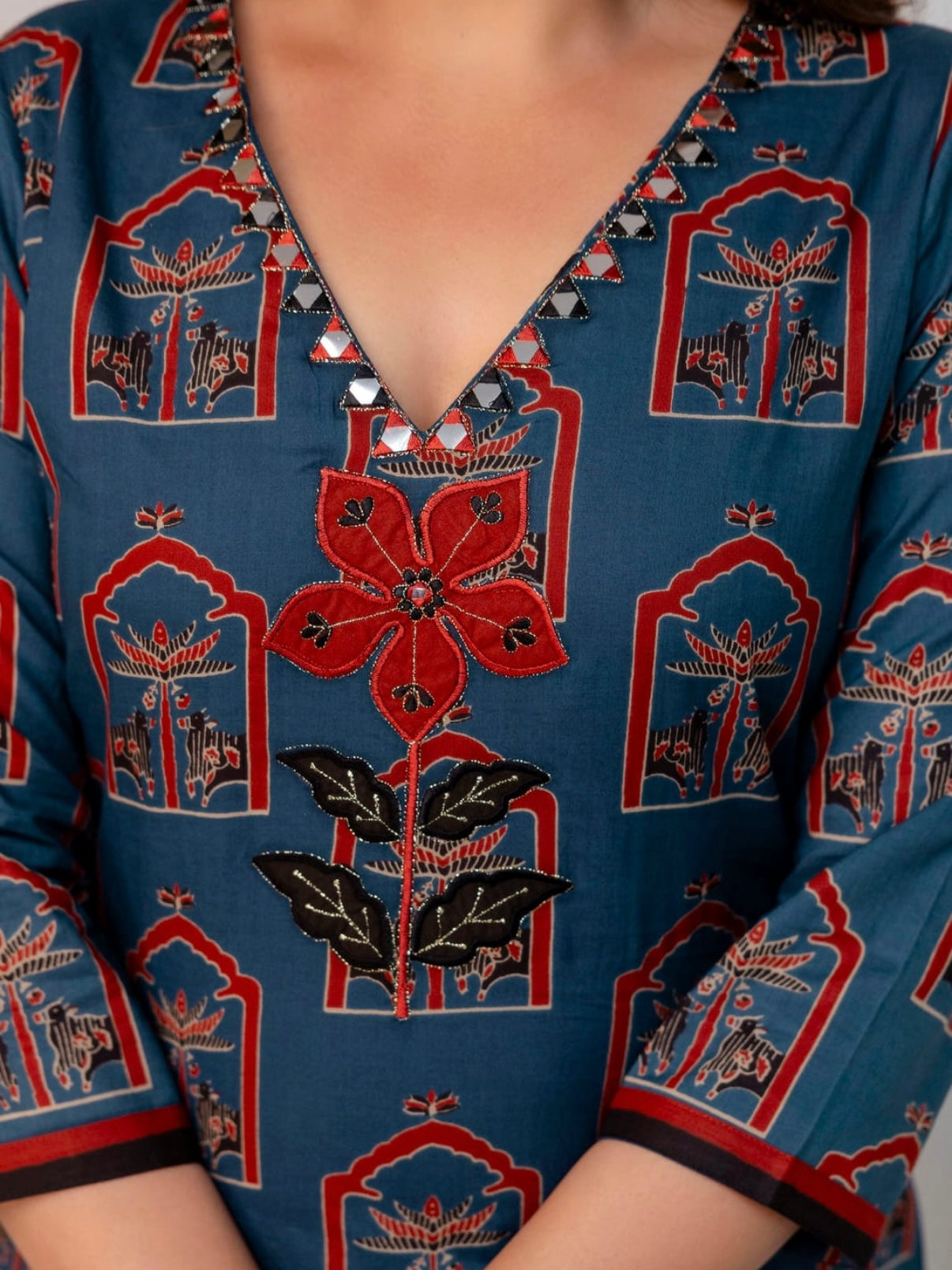 Pure cotton ajrakh pichwai suit set