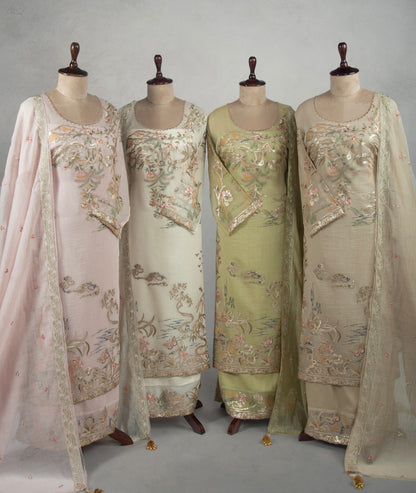 Luxurious Mul chanderi gota appliqué work suit