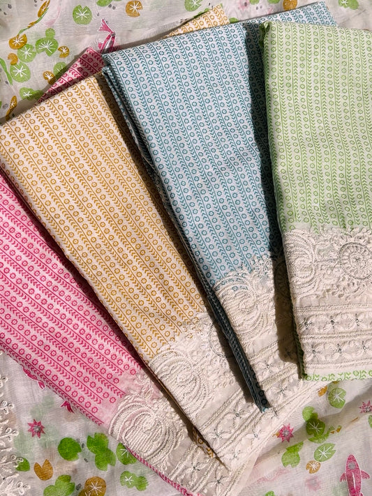 Chanderi cotton lucknowi suit